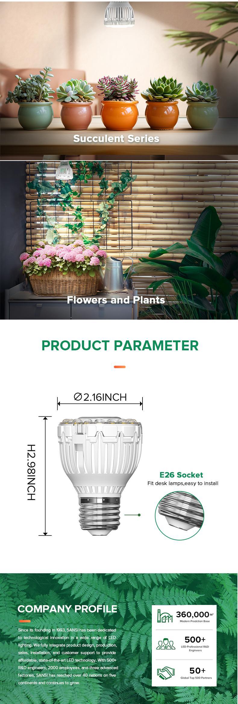Sansi 10W Indoor Plant Light Bulb with Optical Lens & COC Technology – Energy-Saving, Perfect for Desk Lamps and Small Spaces, Ideal for Seedling & Plant Growth