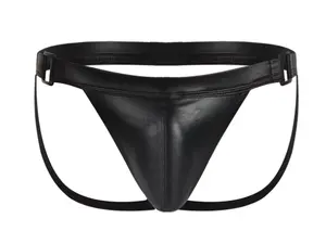 Men’s PU Faux Leather Brief Strap – Low‑Rise Sleek Style