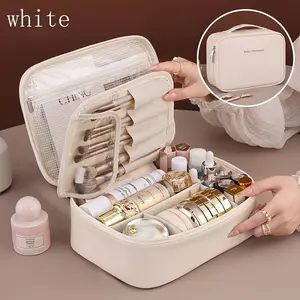 Multi-Layer Large Capacity Makeup Bag| Detachable Travel Cosmetic Organizer with Brush Holder, Portable Beauty Storage for All Seasons