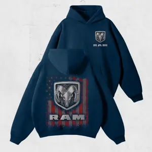 RAM Truck Logo Flag America Hoodie – Vingate Off-Road Truck Graphic Pullover, Rugged Outdoor Wear for Men, Ram Truck Fan Gift, T-shirt & Sweatshirt