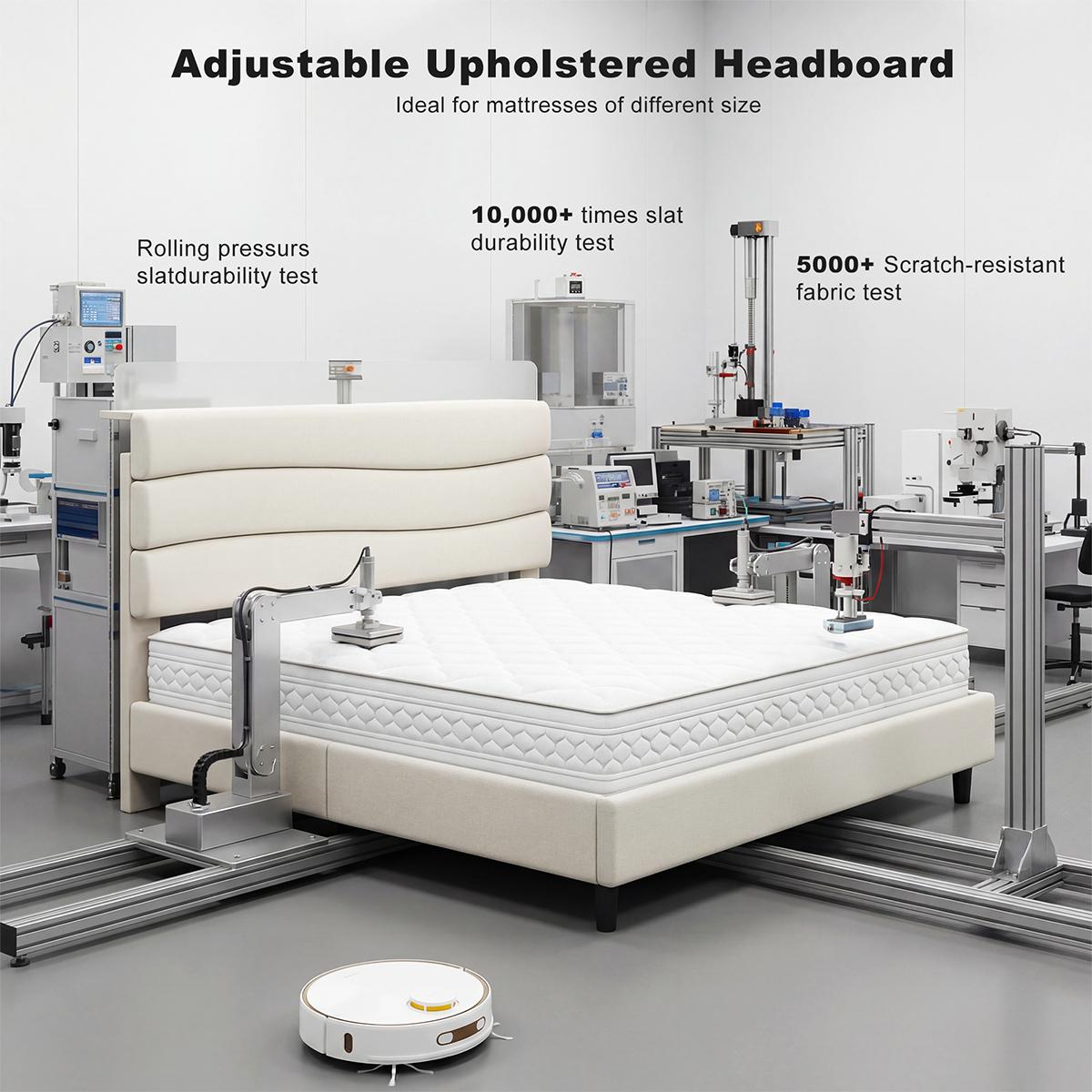 【Jumpstar On Sale】Raybee Modern & Quiet Luxury Upholstered Bed Frame with Adjustable Headboard【Frame ONLY,No Box Spring Needed】Center Support & Noise-Free Wooden Slats,Built-in Charging Station,Heavy Duty&Easy Assembly,The perfect first bed for teenagers 【Jumpstar On Sale】Raybee Modern & Quiet Luxury Upholstered Bed Frame with Adjustable Headboard【Frame ONLY,No Box Spring Needed】Center Support & Noise-Free Wooden Slats,Built-in Charging Station,Heavy Duty&Easy Assembly,The perfect first bed for teenagers