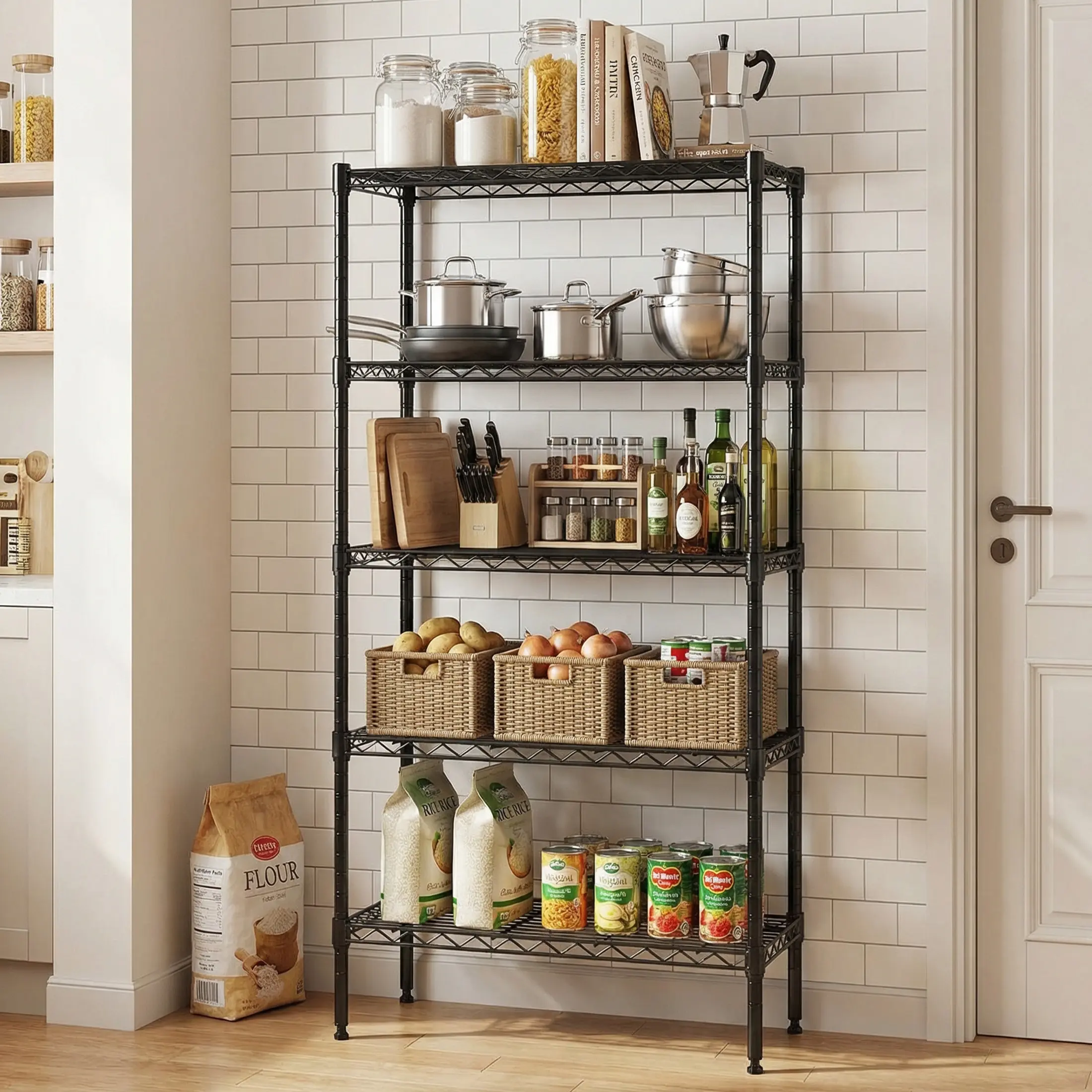 3-Layer Heavy-Duty Adjustable Tiers Rectangle Metal Freestanding Utility Shelves - Rustproof Coating, 250lb Capacity, Rubber Feet, Heat/Cold Resistant Storage Organizer for Garage, Beauty Products, Books