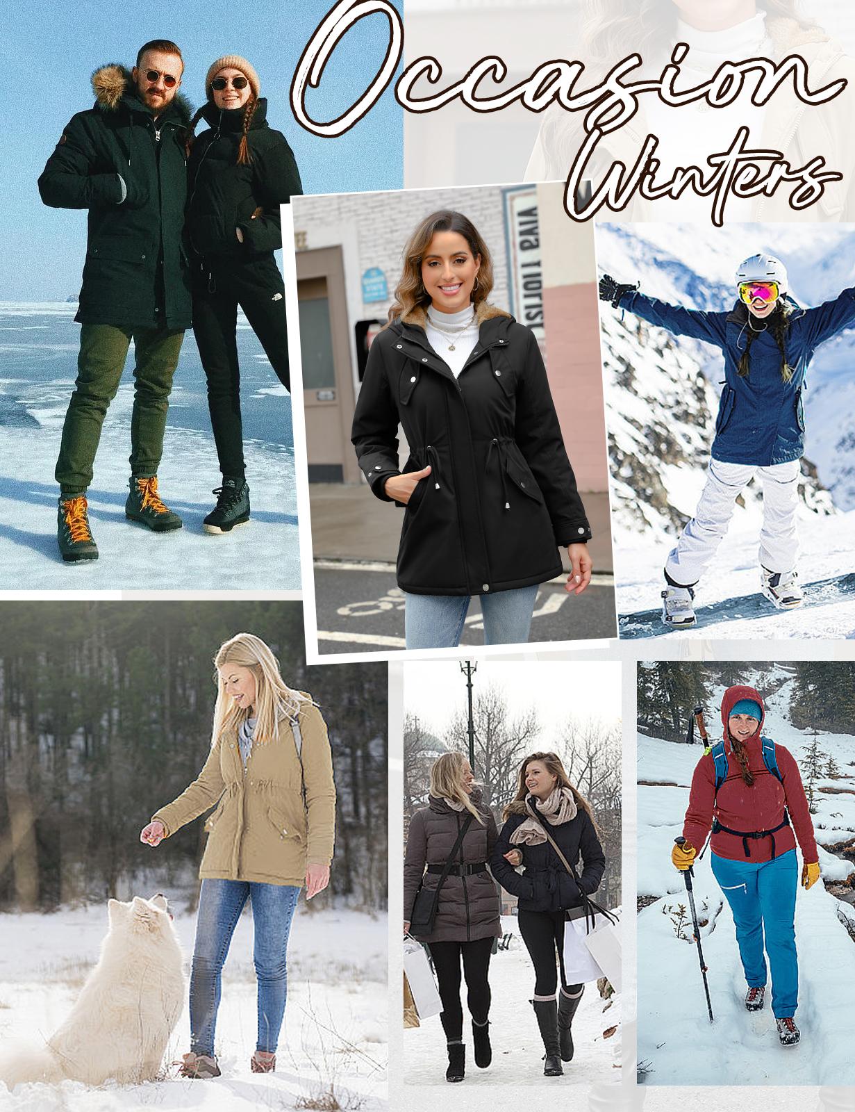 Women's Fleece Thicken Waterproof Rain Jacket Outdoor Lightweight Hooded Raincoat for Hiking Travel with Pockets For Winter FallFreshness #outdoorfun SpringStatements