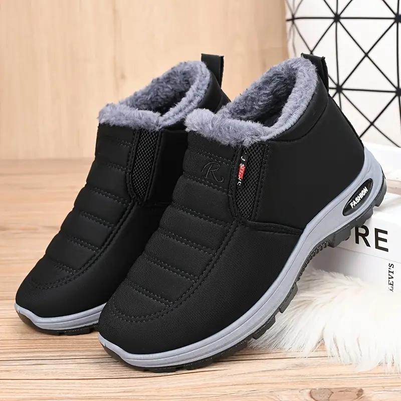 Rain Core | Women's Winter Warm Plush Lined Ankle Boots Non-Slip Waterproof Couple Style Snow Boots for Cold Weather plush  lined  boots