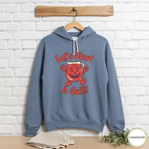 Lets Start a Cult Hoodie Funny Kool-Aid Parody Sweatshirt  Quirky Graphic Hoodie for Meme Lovers & Trendsetters