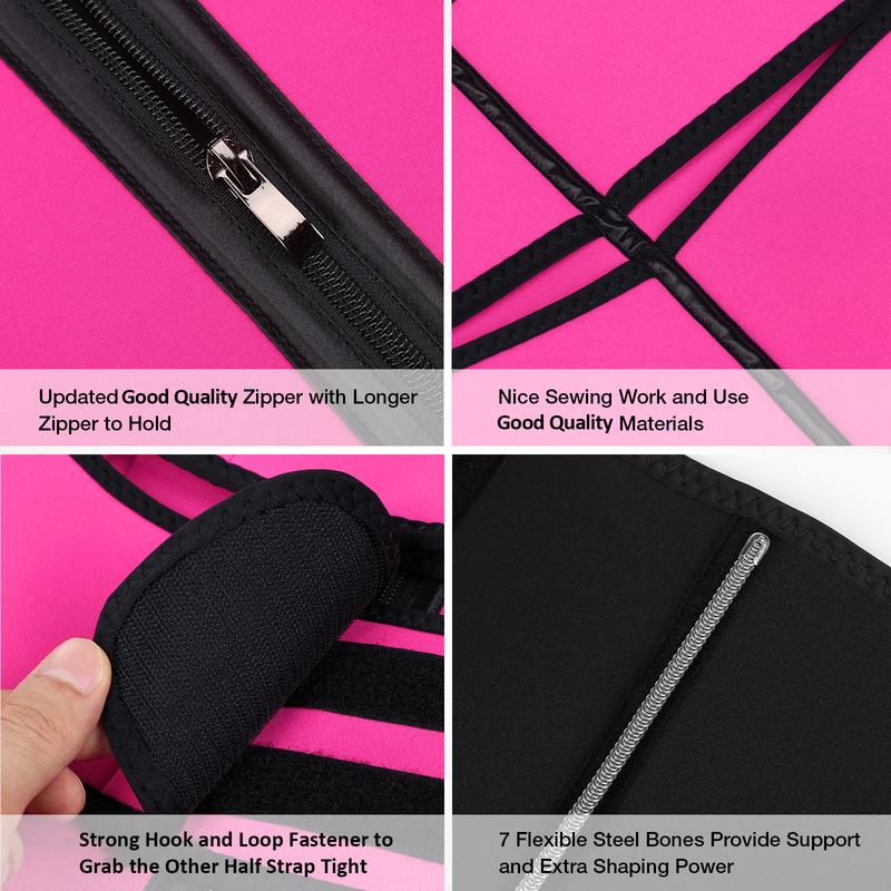 FeelinGirl LiveStream Women Long Torso Sauna Workout Double Belts Neoprene Sports Waist Belt  Corset Waist Cincher Zipper Trimmer Womenswear