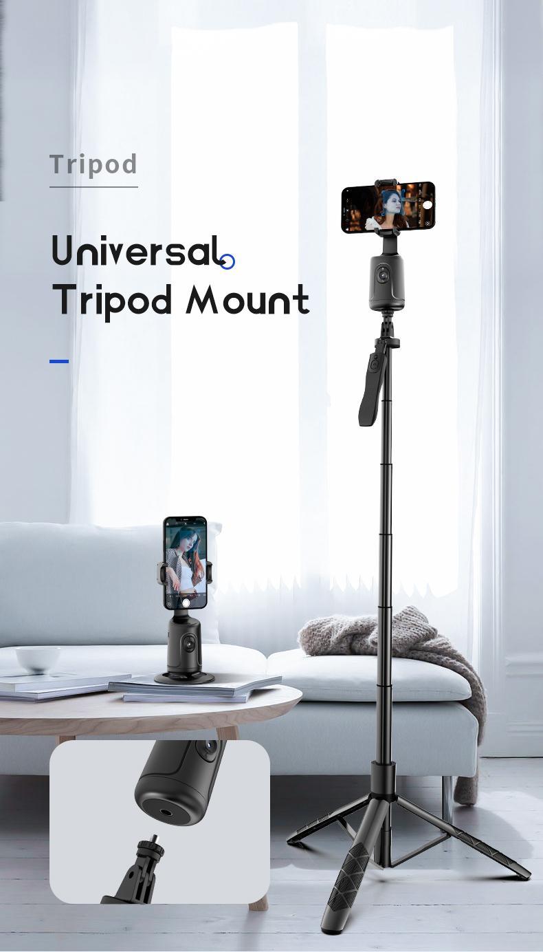 Auto Face Tracking Phone Holder & 62''Smartphone Tripod, No App, Required Gesture Control, 360° Rotation Phone Holder Tripod with Wireless Bluetooth Remote for Vlog/Video/Photo