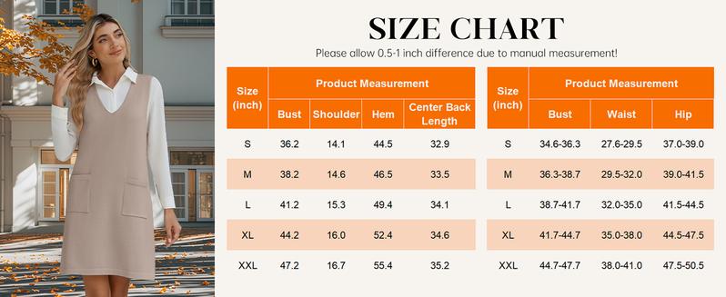 Women's Sweater Vest Dresses for Women 2025 V Neck Sleeveless Knit Pullover Sweater with Pockets Fall Winter Outfits Casual Boho Fashion Chic Elegant Thick