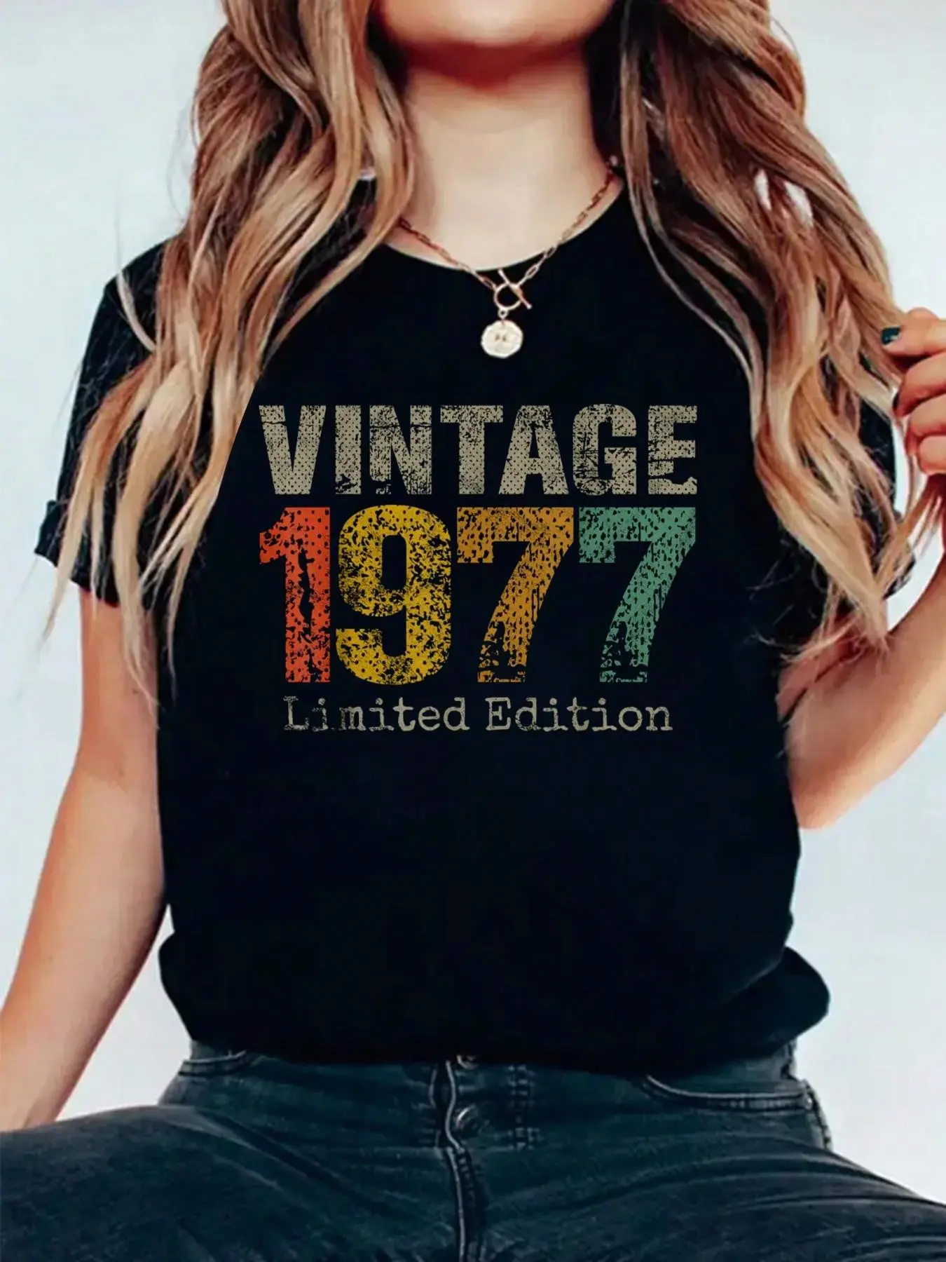 100% Cotton Women T-shirt 47 Year Old Gifts Vintage 1977 Limited Edition 47th Birthday T-Shirt Casual Printed 100% Cotton Women T Shirt, Summer Tshirts Short Sleeve Graphic Tee Women Tops.jpg