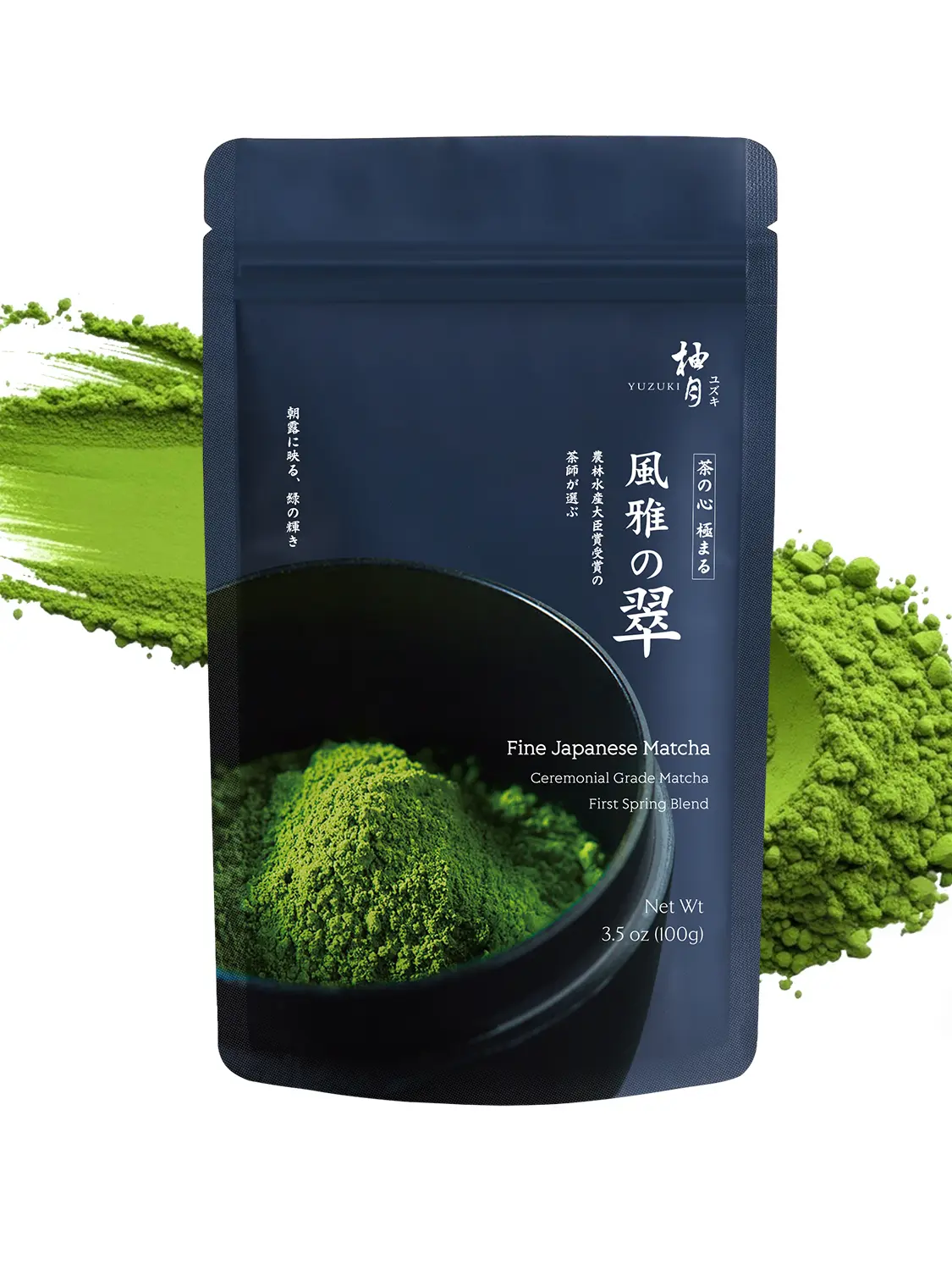 YUZUKI Traditional Japanese Ceremonial Grade Matcha Tea Powder - 1st Harvest, Smooth, L-Theanine Rich, 0 Sugar, 100g (3.5 oz) Value Size, Product of Uji Kyoto, First Harvest Matcha, Zero Sugar