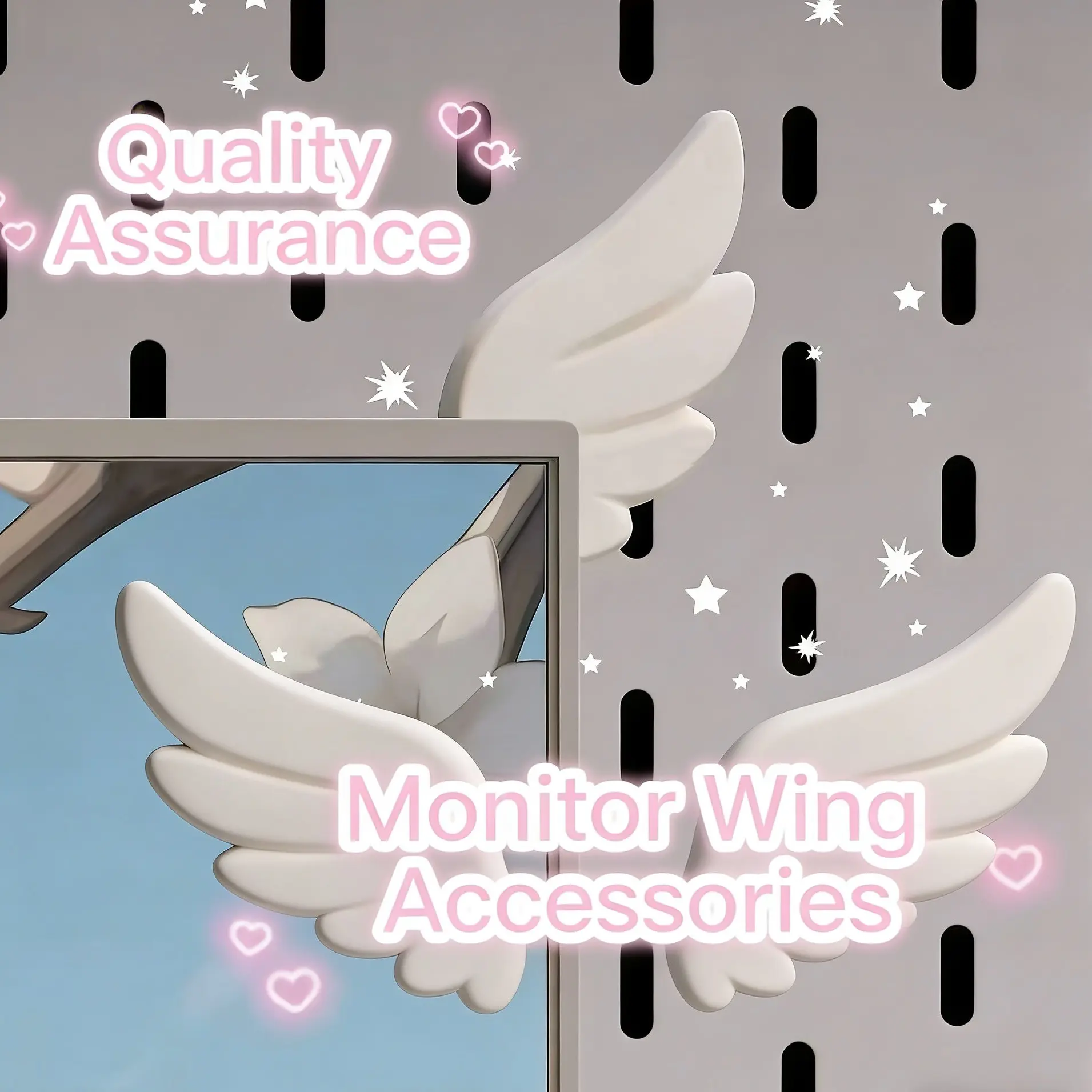 Angel Wings Screen Decoration for Monitor, TV, Car Display, Aesthetic Desk Setup, Cute Room Decor, Angel Wing Design Interior Decoration Accessories, Creative Home Decor