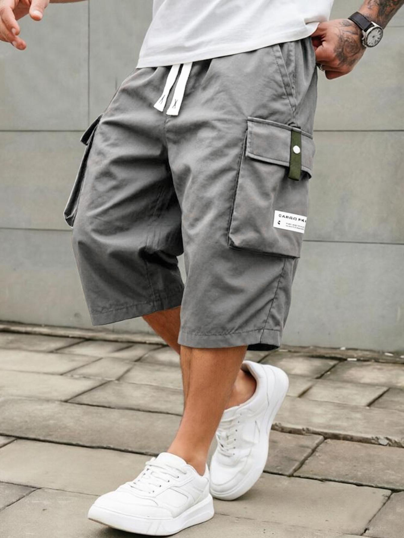 Men's cargo shorts, summer loose-fitting quick-drying athletic capri pants, trendy brand ice silk casual mid-length shorts SpringStatements