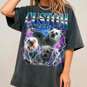 Custom Face Shirt Personalize Photo T-shirt Personalized Bootleg Rap Distressed Graphic Tee Custom Picture Shirt Birthday Gift for Boyfriend Girlfriend Men Women Custom 90s Vintage Aesthetic Shirt Retro Design Gift for Him Her Anniversary Couple Shirt