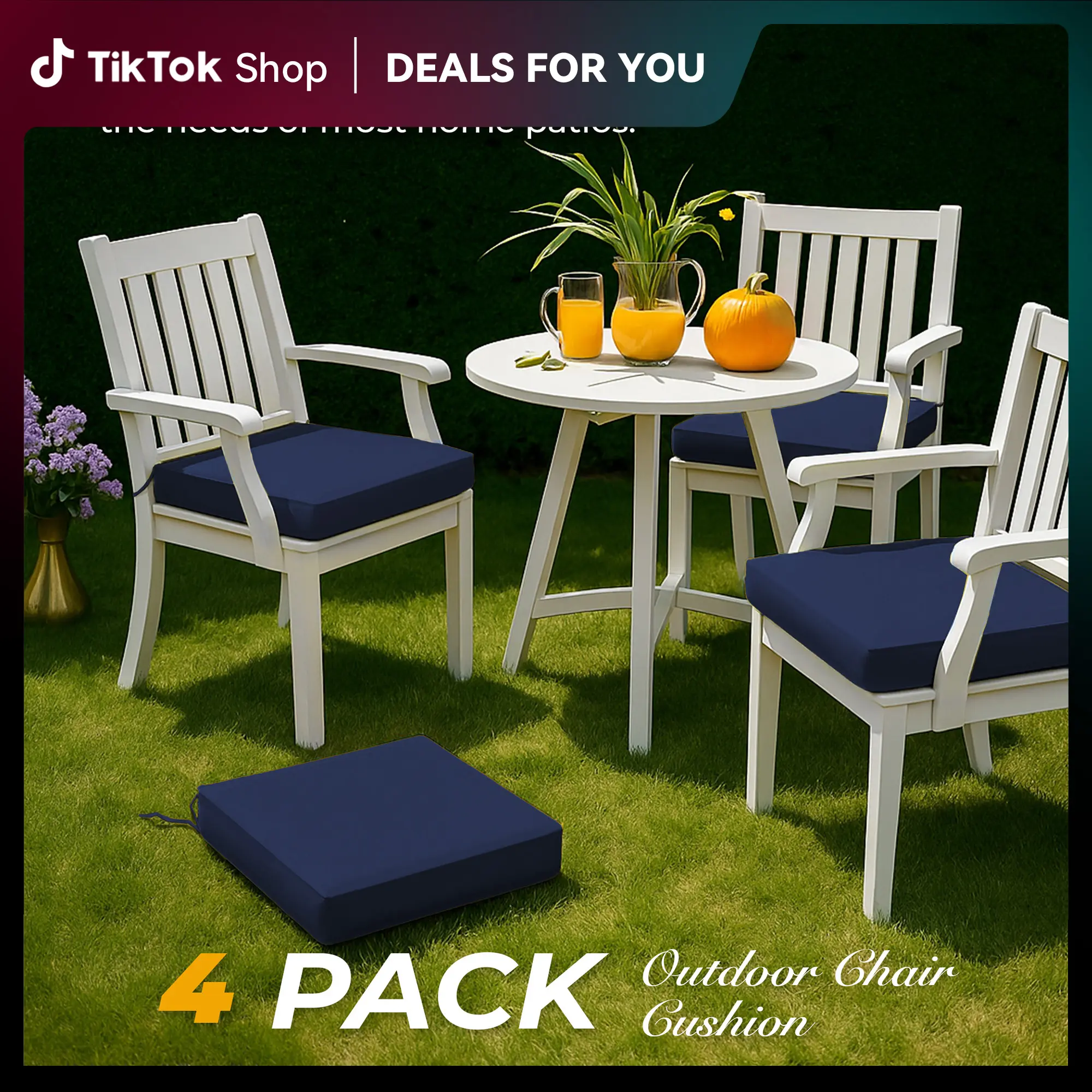 PEACE NEST 4-Pack All Seasons Outdoor Chair Cushions, 18.5x16x3" Thick Waterproof Seat Pads with Ties, Washable Boho Paisley/Citrus Leaf for Garden/Balcony Dining Furniture, Comfortable Soft Cushions, Machine Wash