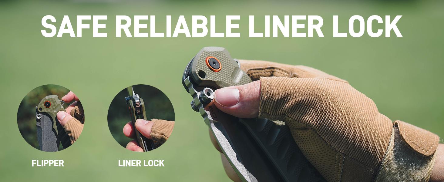 CJRB Tundra Pocket Knife, 3.78'' D2 Steel Black PVD Blade and G10 Handle Folding Knife for Men Women Camping Hiking Tactical Tool Survival Equipment Set Survival Gear