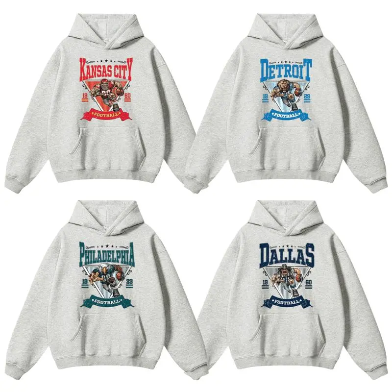 Vintage Football Hoodie, Hometown Pullover, Ash Grey All Team Football Hoodie, Unisex Hoodie