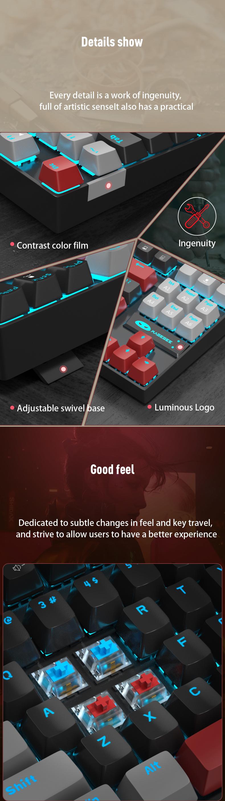 MageGee 75% Mechanical Gaming Keyboard with Brown Switch, LED White Backlit Keyboard, 87 Keys Compact TKL Wired Computer Keyboard for Windows Laptop PC Gamer