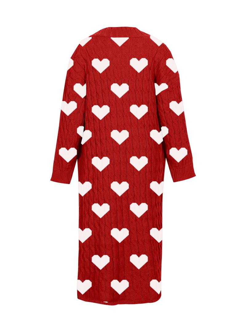 Women's Solid Color Textured Drop Shoulder Pocket Longline Cardigan, Casual Open Front Long Sleeve Knitwear for Fall & Winter, Women's Knit Clothing for Daily Wear, Lady Baggy Cardigans for Women, Womenswear, Casual Knit Top