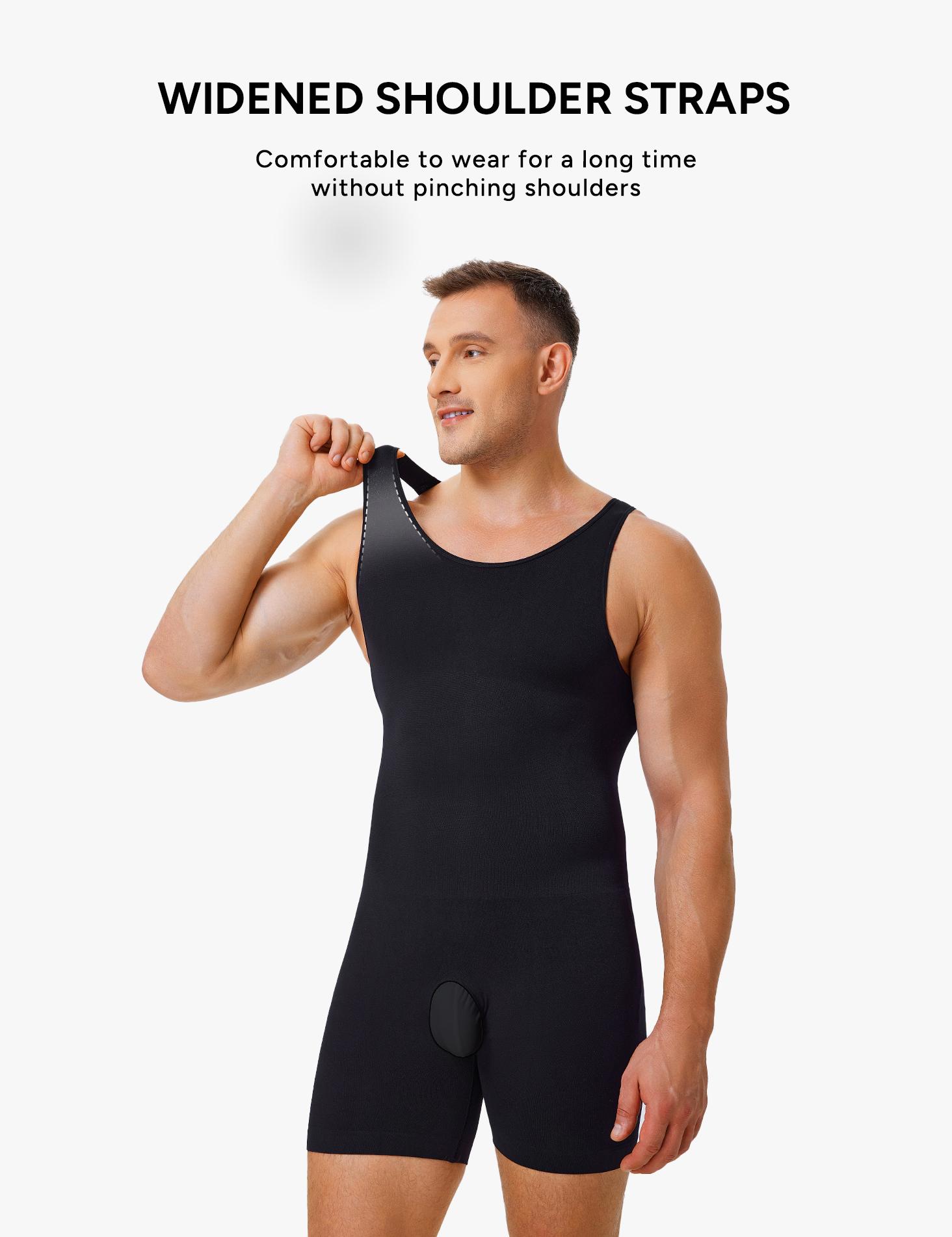 Nebility Men's High Compression Shapewear Bodysuit – U-Neck One-Piece with Tummy Control & Chest Support, Ideal for Gym & Workouts SpringStatements