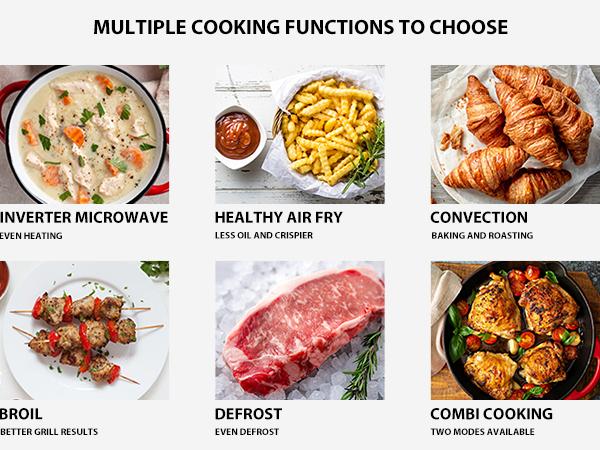 TOSHIBA 6-in-1 Inverter Countertop Microwave Oven Healthy Air Fryer Combo, MASTER Series, Broil, Convection, Speedy Combi, Even Defrost 11.3'' Turntable Sound On/Off, 27 Auto Menu