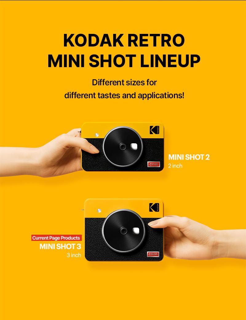 KODAK Mini Shot 3 Retro 4PASS 2-in-1 Instant Digital Camera and Photo Printer (3x3 inches) + 38 Sheets Cartridge Bundle
