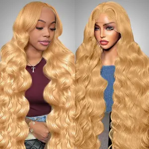 Honey Blonde 13x6 HD Lace Front Wigs Human Hair Honey Blonde Wig Human Hair 180% Density Honey Blonde Body Wave Wigs Human Hair 27# Colored 22 Inch