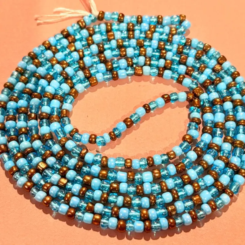 Blues  Handmade west African waist beads Daily Wear String Length 70 Inches Bead Length 60 Inches