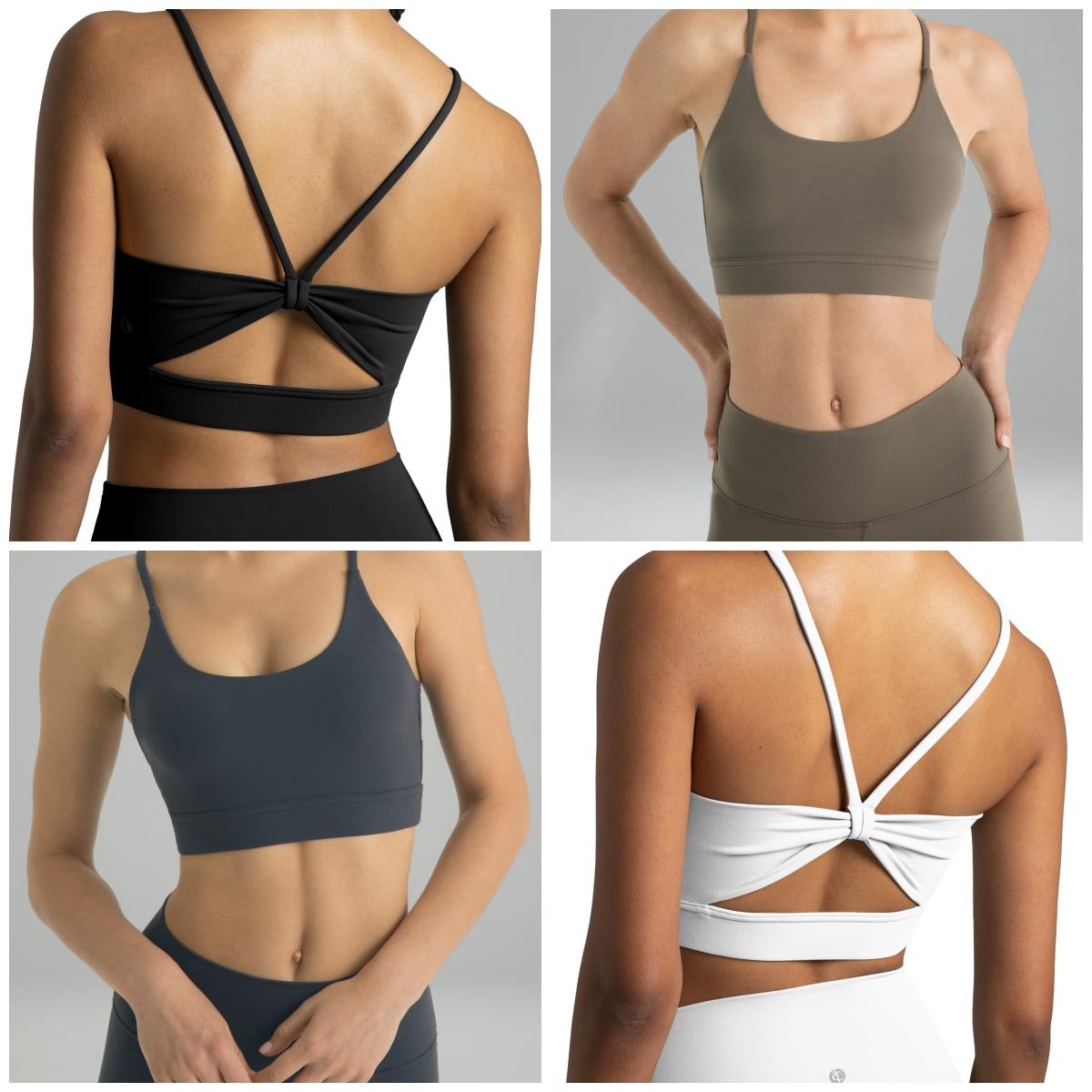 Colorfulkoala Women's Dreamlux Bowknot Strappy Sports Bras Light Impact Workout Yoga Tops Cropped Activewear Athletic Fitted Compression Garment