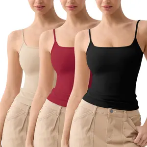 FAIABLE Womens Camisole Top Sexy Adjustable Spaghetti Strap Sleeveless Basic Tank Tops for Women 3 Pcs Essential Sports Yoga Slim-Fitting Casual Minimalist
