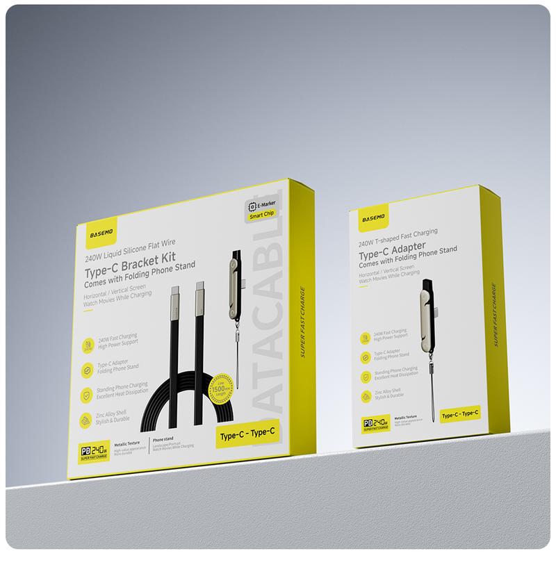 240W Super Fast Charging Silicone Data Cord | Detachable Phone Stand (Landscape/Portrait) | For TV Shows, Short Videos, Mobile Gaming, Sports Matches, Video Calls, Meetings | Fits iPhone Samsung Huawei |  Indoor & Outdoor Use charger portable chargers