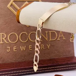 Oroconda Jewelry 14k Esclava figaro 3 tons 7.3mm 8" Elegant