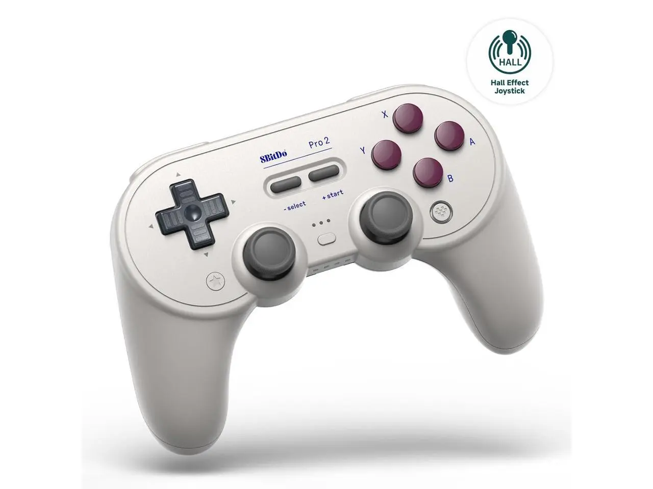 8Bitdo Pro 2 Bluetooth Wireless Gaming Controller with Hall Effect Joystick Update for Switch, PC, Android, and Steam Deck & Apple - G Classic