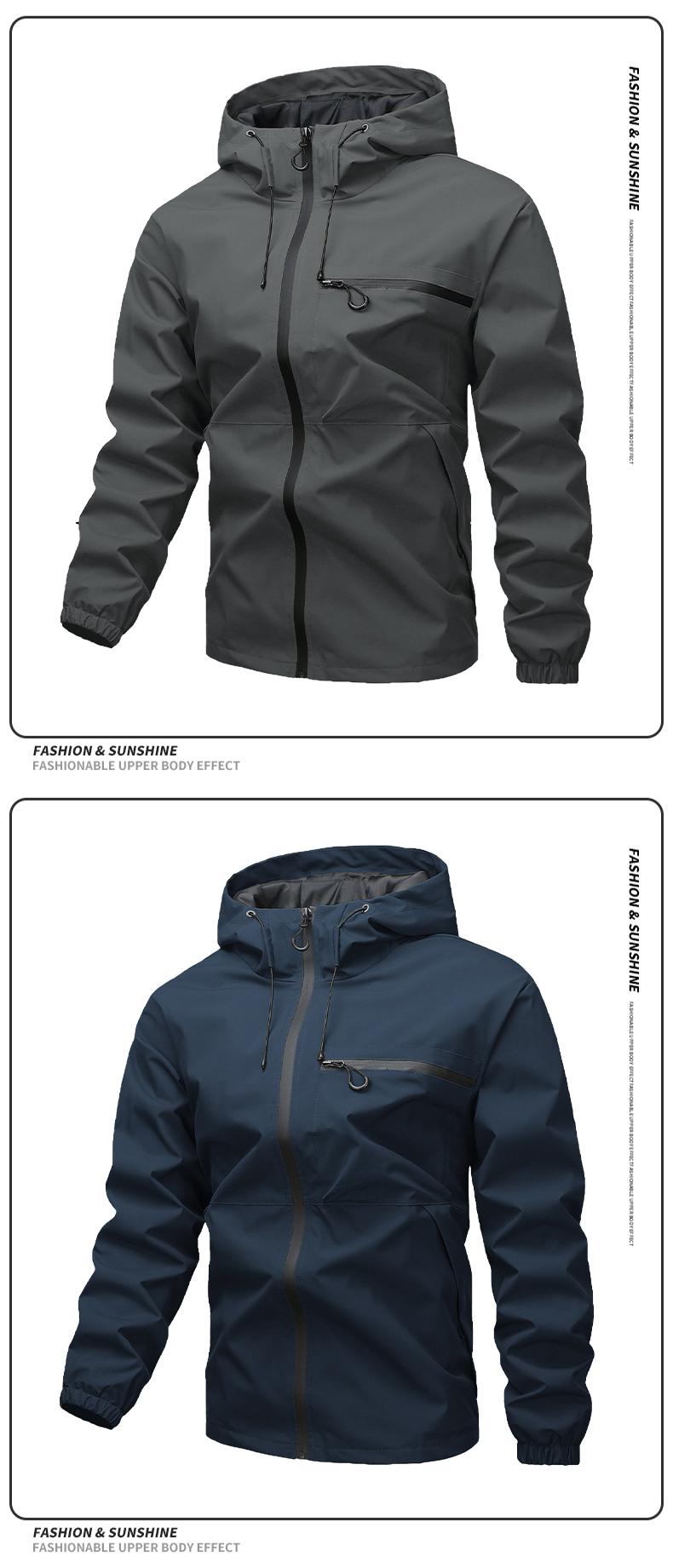 Men's casual hooded jacket with multiple pockets, tactical waterproof, windproof, and abrasion-resistant surface design, suitable for outdoor exploration, mountain climbing, and everyday casual wear, suitable for wearing throughout all four seasons Coats