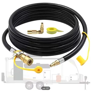 Upgraded 12FT/24FT RV Quick Connect Propane Hose for RV to Grill, Low Pressure Quick Connect Propane Hose with Elbow Adapter for 17" and 22" Blackstone Griddles/Grills