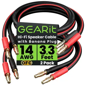 2-Pack 14 AWG Speaker Cable with Banana Plugs Banana Wire for Bi-Wire Bi-Amp HiFi Surround Sound, Black 2-Pack 14 AWG Speaker Cable with Banana Plugs Banana Wire for Bi-Wire Bi-Amp HiFi Surround Sound, Black