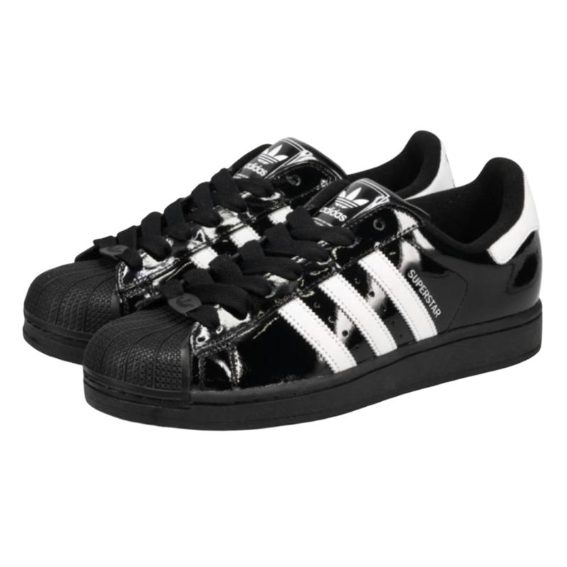 adidas Superstar II Black White Patent Leather JR7313 Men's Fashion Shoes New