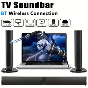 TV Soundbar, Home Theater Wireless Surround Sound PA System with 4 Subwoofers And 2 Air Ducts, Supports Optical, AUX, USB, TF Card, TWS And FM Audio Input