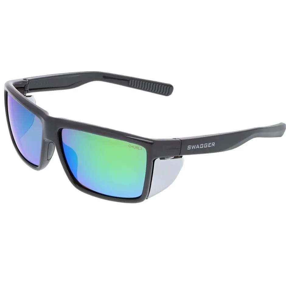 MCR Swagger SR22BG Charcoal Safety Glasses Green Mirror Lenses 12/Pack