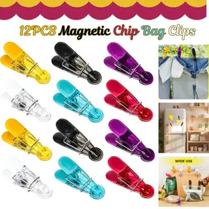 12PCS Magnetic Chip Bag Clips – Food Storage Clips with Airtight Seal for Snacks, Bread, Vegetable Bags & Kitchen Organization