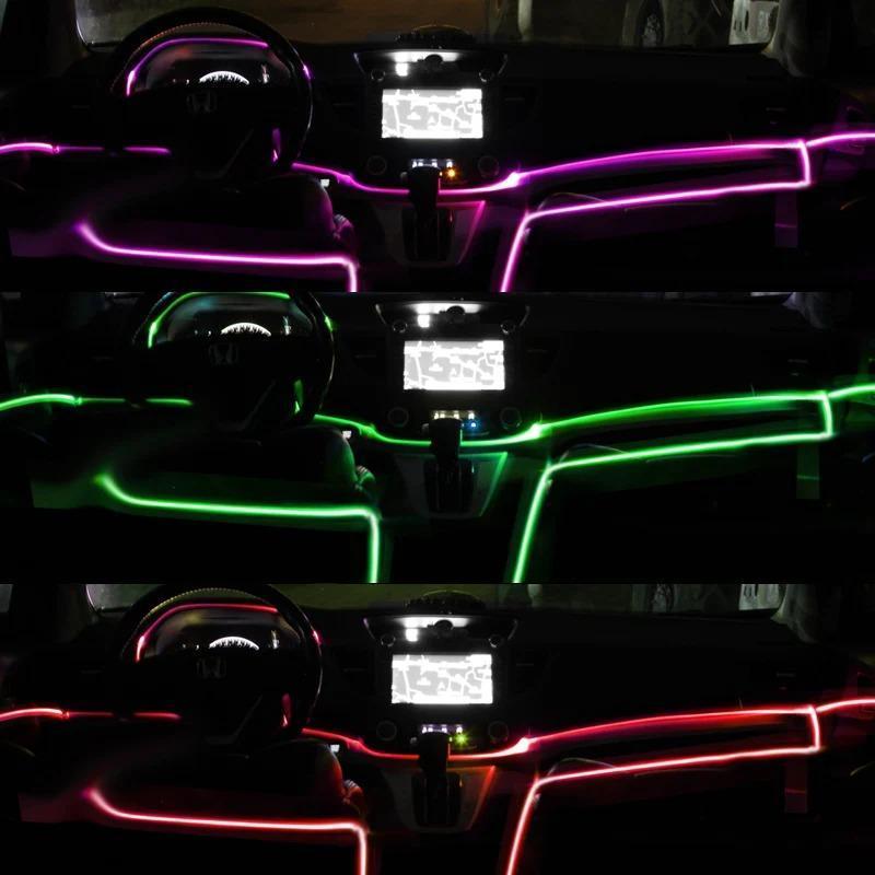 USB Powered Car Interior LED Light, Multiple Color Modes 5M Fiber Ambient Light, Car Interior Decorative Light