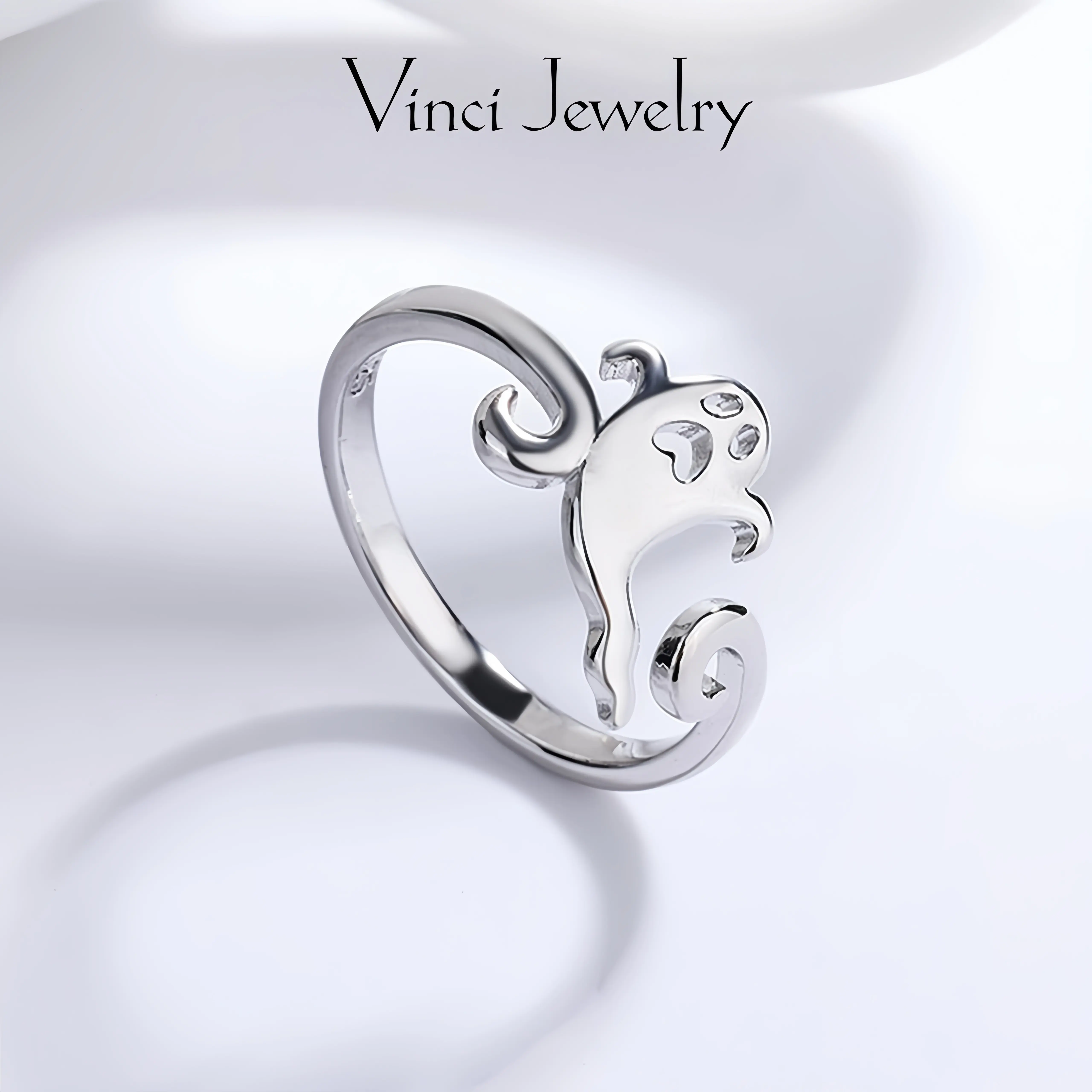 925 Sterling Silver Punk Ghost Ring, Adjustable Opening Design, Simple Fashion and Comfort Fit Jewelry Festive Party Gifts for Women, Daughter, Friends, Perfect for Theme Party and Daily Wear Punk Style Ring