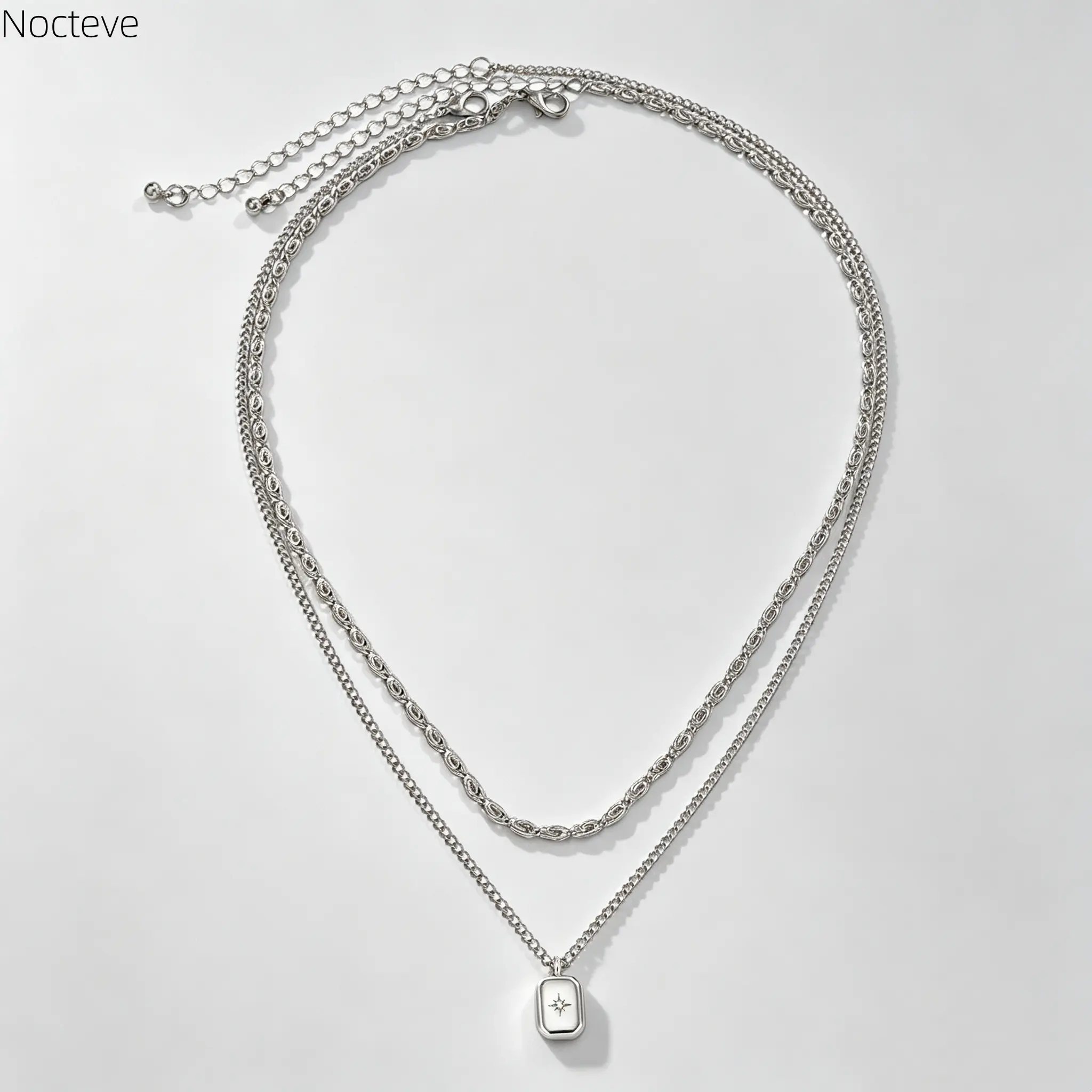 Men’s Double Layer Stacked Star Tag Pendant Choker Necklace - Polished Metal Slim Fit Men’s Accessories, European American Hip Hop Streetwear Trendy Collarbone Chain, Versatile Niche Daily Wear Costume Jewelry