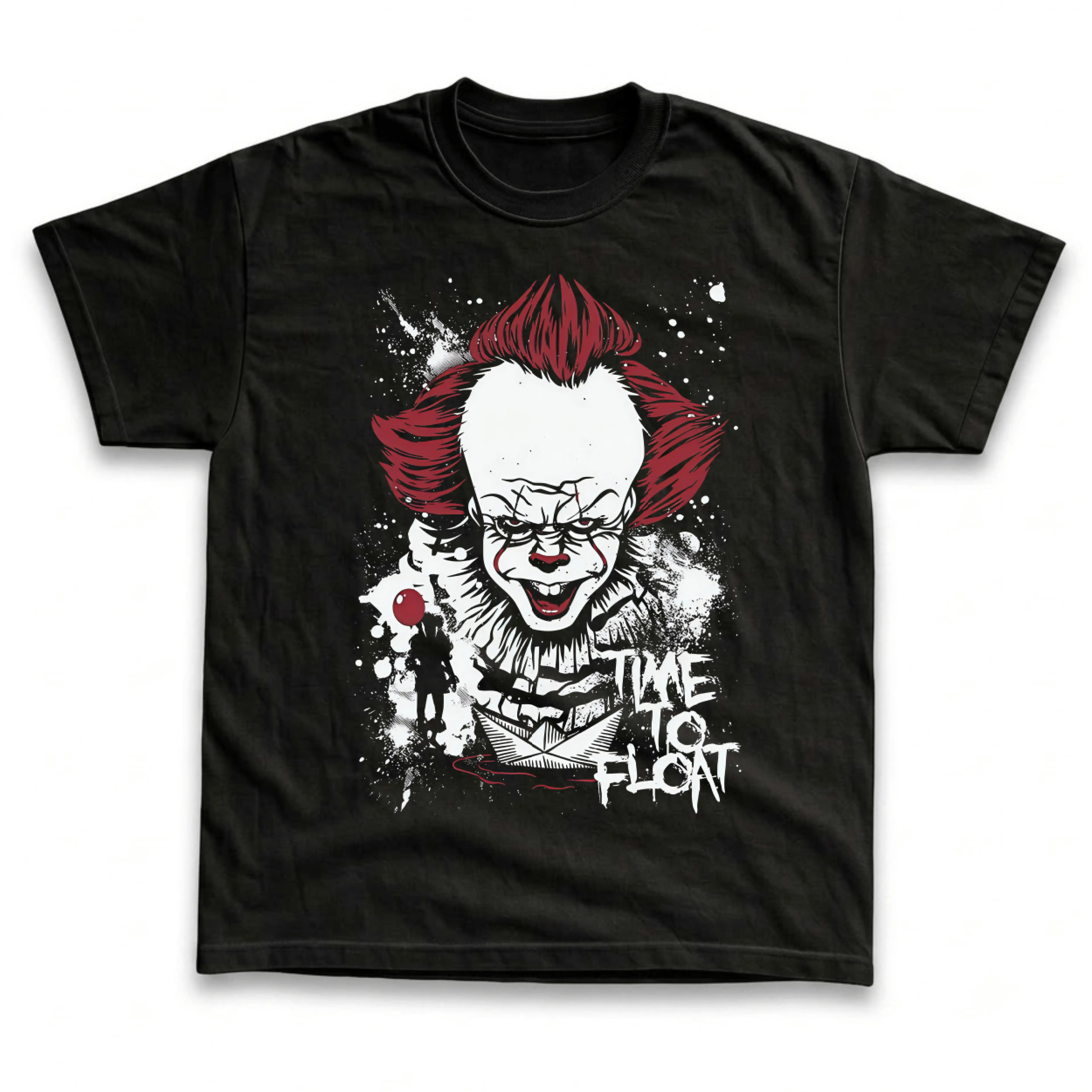 Gildan Men's and Women's T-Shirt, Vintage Pennywise Graphic Tee, IT Stephen King Scary Clown Horror Movie Shirt, Time To Float Scary Film Fan Gift, Gothic Aesthetic Retro Grunge Streetwear, Spooky Halloween Outfit