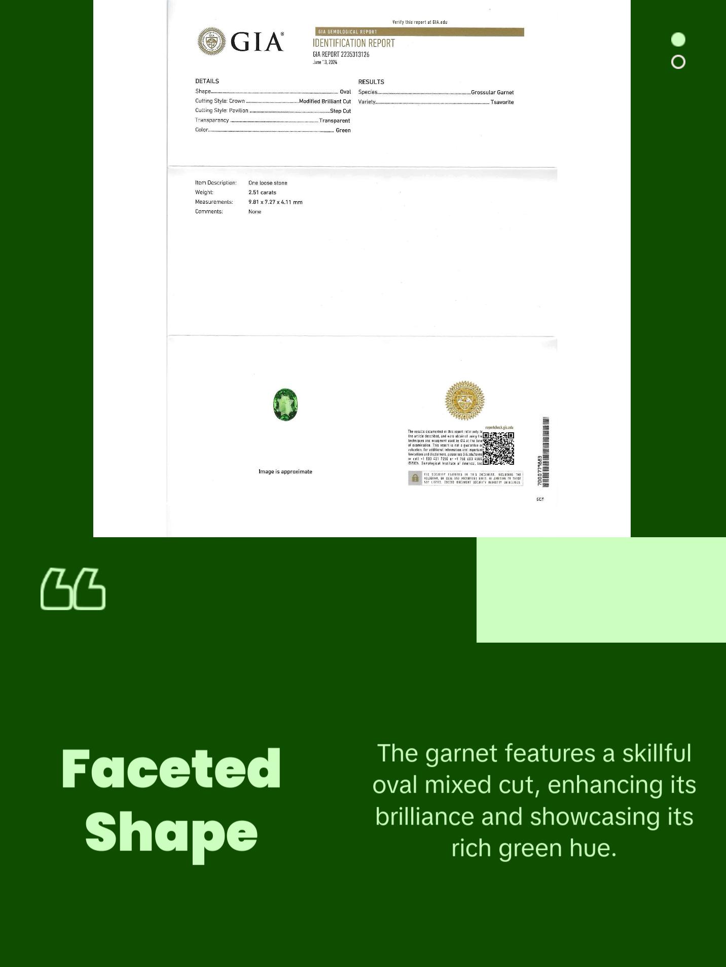 GIA Certified Natural Tsavorite Garnet - 2.51ct - Oval Mixed Cut