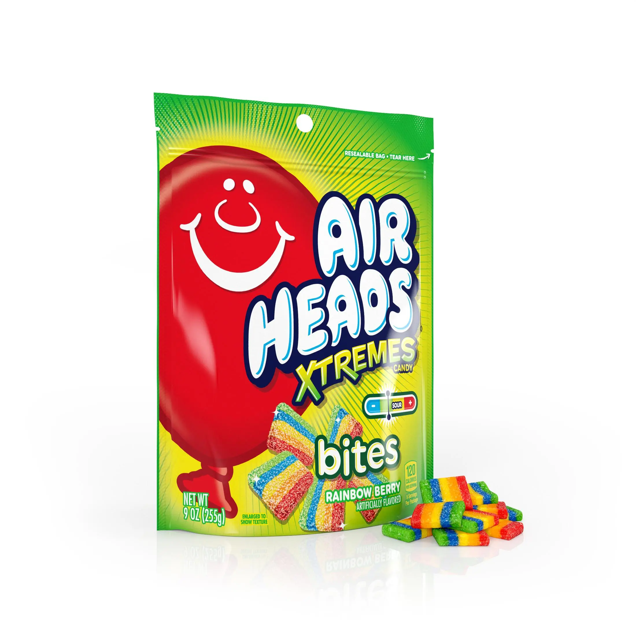 Airheads Xtremes Bites Sweetly Sour Candy, Rainbow Berry, Nut Free, 9 Ounce
