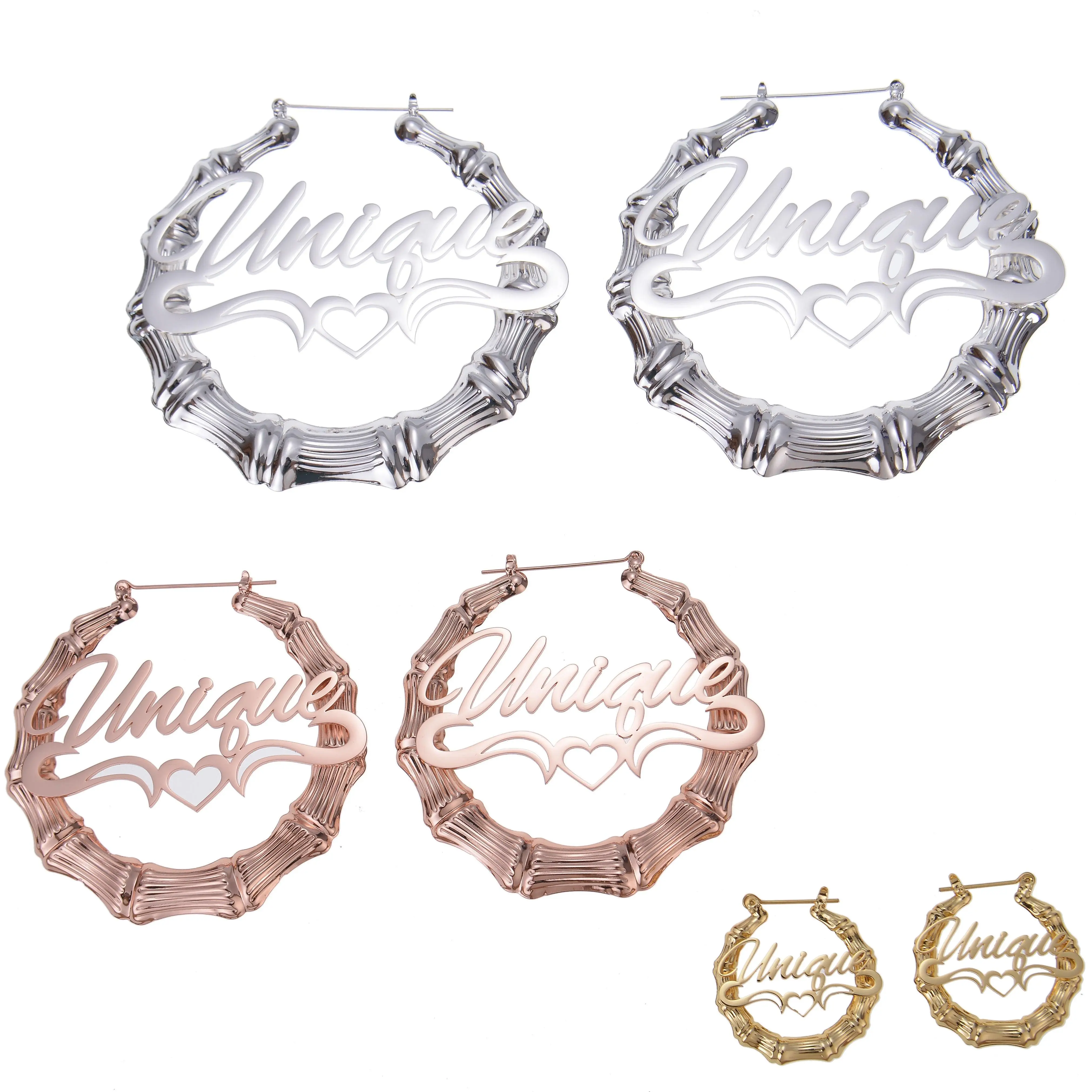 Personalized Unique Hoop Name Earring with Heart