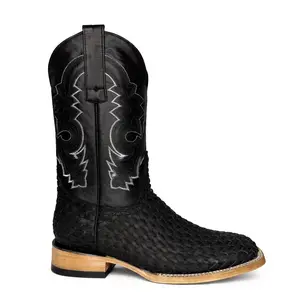 Dark Ranch Basketweeve Petatillo Boots–Square Toe