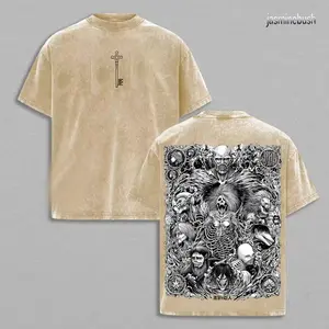The Key Shingeki no Kyojin - Attack On Titan Anime Double Printed Washed Tee Unisex Oversize Anime Manga Washed Heavyweight Cotton T-shirt, Gift For Anime Fan Lover