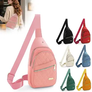 2026 New Solid Color Quilted Design Fanny Pack,Casual Large Capacity Zipper Chest Belt Chest bag with Matching Multiple Pockets for Daily Use,Ideal Gift for Moms