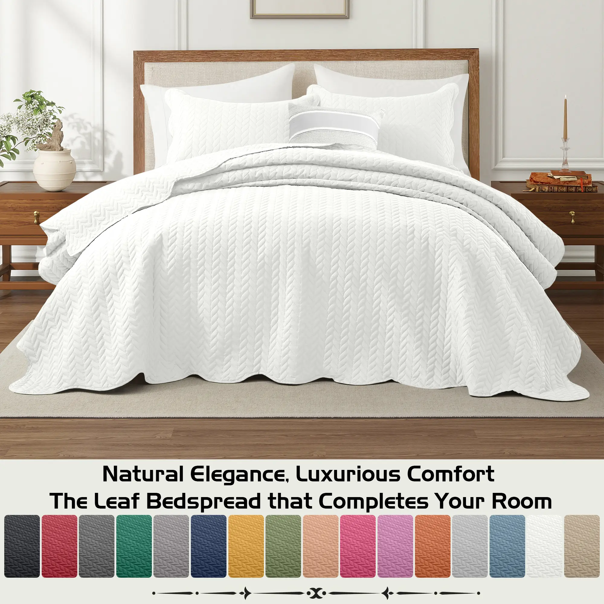 Imperial Homeware 3 Pcs Quilted Bedspread Bedding Set Reversible Microfiber Coverlet with Pillow Shams for Summer - Lightweight Embossed Design Smooth & Skin Friendly (Twin size Include 1 Pillow Sham), Queen, King & California King Size(2 pillow shams)